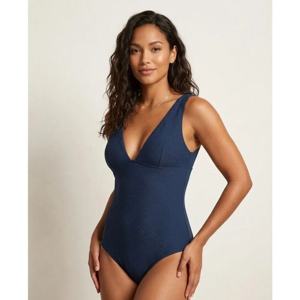 & Other‎ Stories Swimsuit One Piece Textured Blue 10
